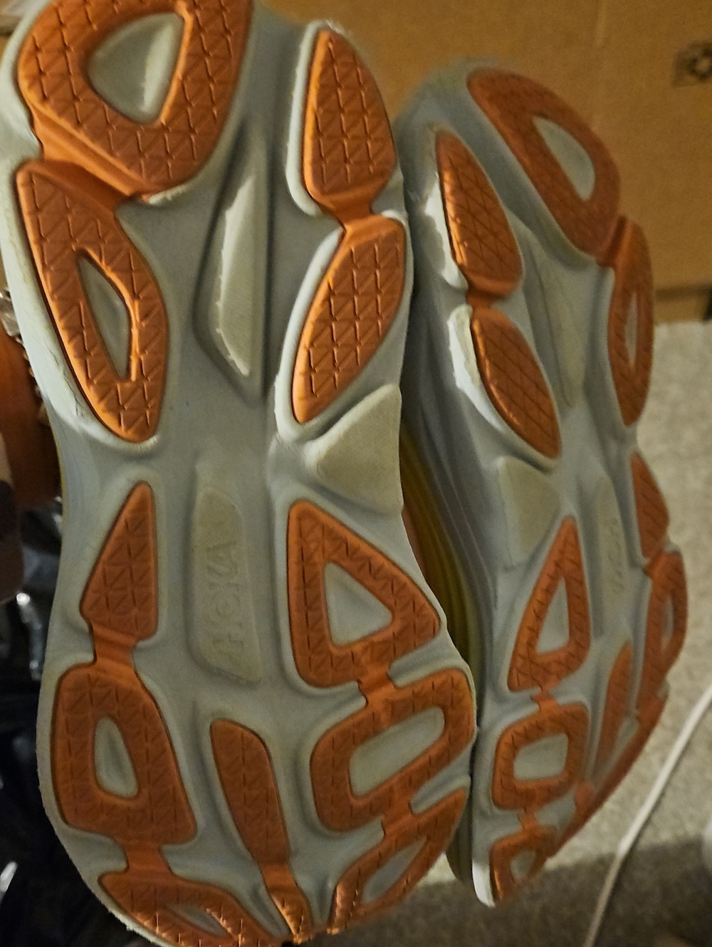 Hoka Womens Pink Peach Running Shoes with Yellow Accent - Picture 7 of 7